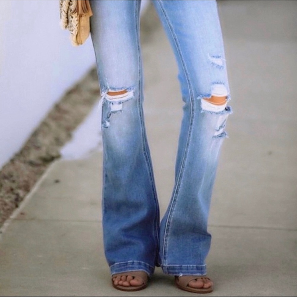 KanCan Mid Rise Button Fly Bootcut Flare Light Wash Jeans Women’s Sizes NWT - Picture 4 of 14